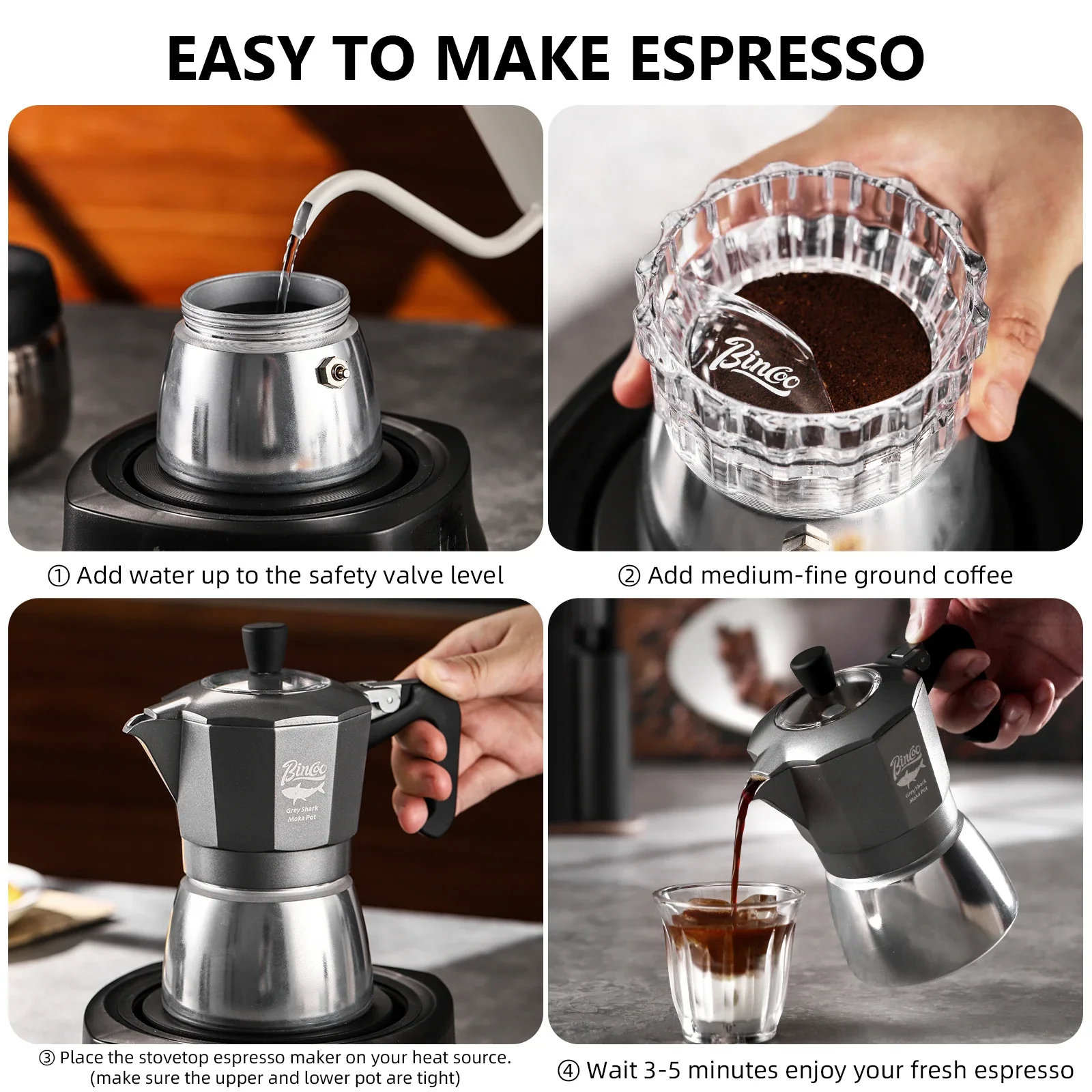빈쿠 2컵 더블 밸브 모카포트 알루미늄 합금 커피포트  - Coffee Equipment Set 리뷰 및 가격