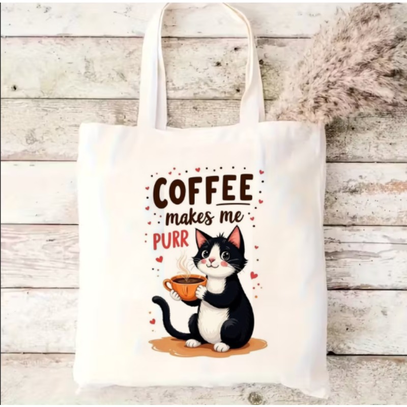 커피 고양이 캔버스 쇼핑백 대용량 핸드백 직사각형 캔버 - Coffee Equipment Travel Bag 리뷰 및 가격