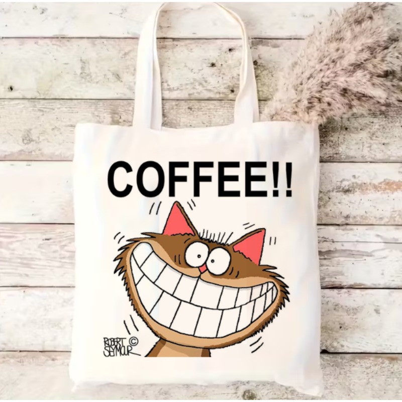 커피 고양이 캔버스 쇼핑백 대용량 핸드백 직사각형 캔버 - Coffee Equipment Travel Bag 리뷰 및 가격