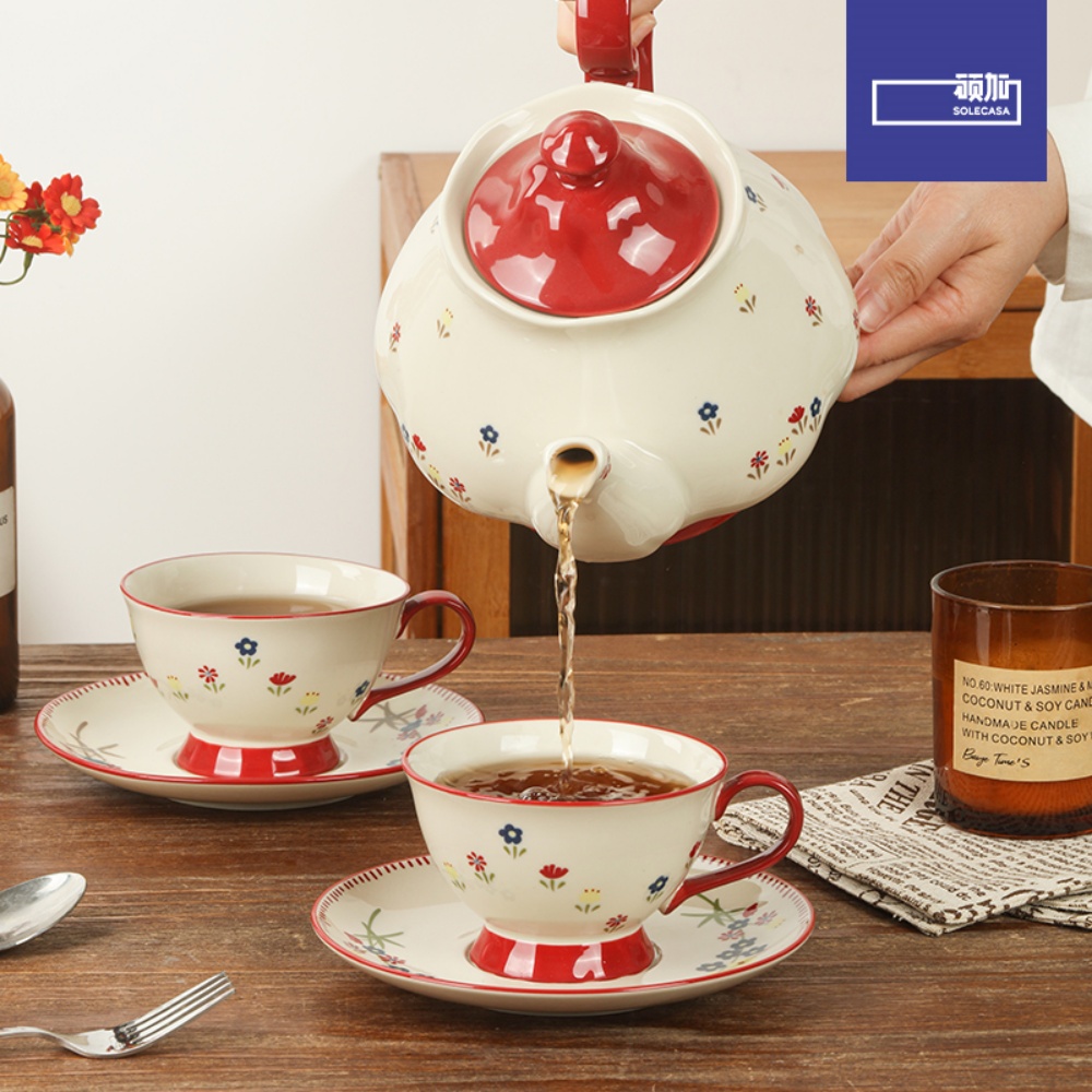 슌샹 세라믹 티웨어 세트 레트로 플로럴 패턴 티팟 컵  - Coffee Equipment Set 리뷰 및 가격