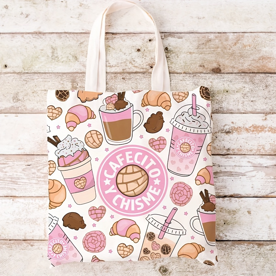 A 러브 하트 커피 스탬프 프린트 캔버스 토트백, 일상 - Coffee Equipment Travel Bag 리뷰 및 가격